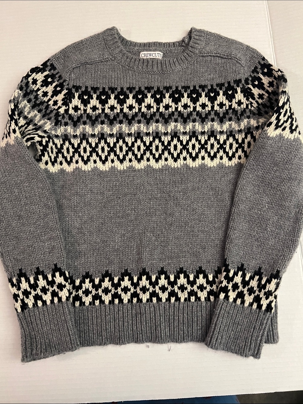 Crewcuts Gray Fair Isle Wool Sweater - Boy’s